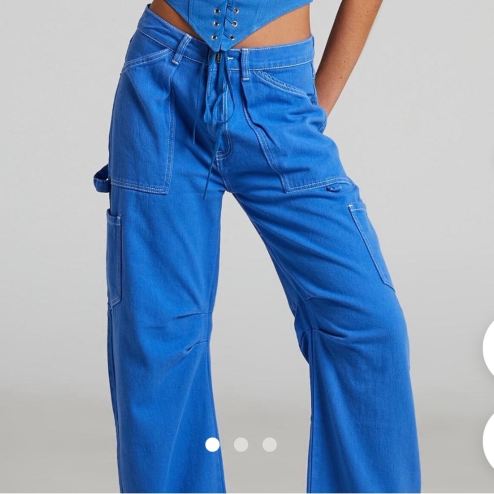 Lioness Blue Denim Cargo Pants - Picture 2 of 2